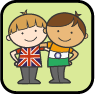 Two children with British and Indian flags at Little Darling Childcare