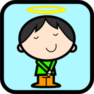 Cartoon of a child with a halo over their head