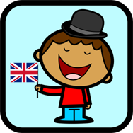 Cartoon of a child waving a union jack flag. Little Darlings Nursery, Harrow