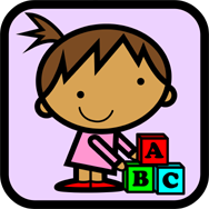 Cartoon of a child playing with building blocks. Little Darling Childcare, Harrow