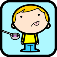 Cartoon of a child with a spoon of medicine. Little Darlings Nursery, Harrow