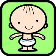 Cartoon of a child in a nappy. Little Darlings Nursery, Harrow