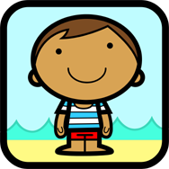 Cartoon of a child on a beach. Little Darlings Nursery, Harrow