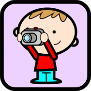 Cartoon of a child with a camera. Little Darlings Nursery, Harrow