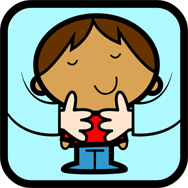 Cartoon of a child in the safe arms of an adult. Little Darlings Nursery, Harrow