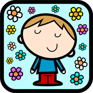 Cartoon of a child surrounded by fresh flowers. Little Darling Childcare, Harrow